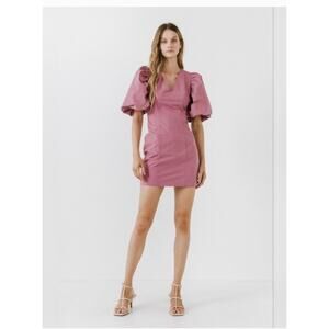New! Endless Rose medium puff sleeve mini dress lilac pink